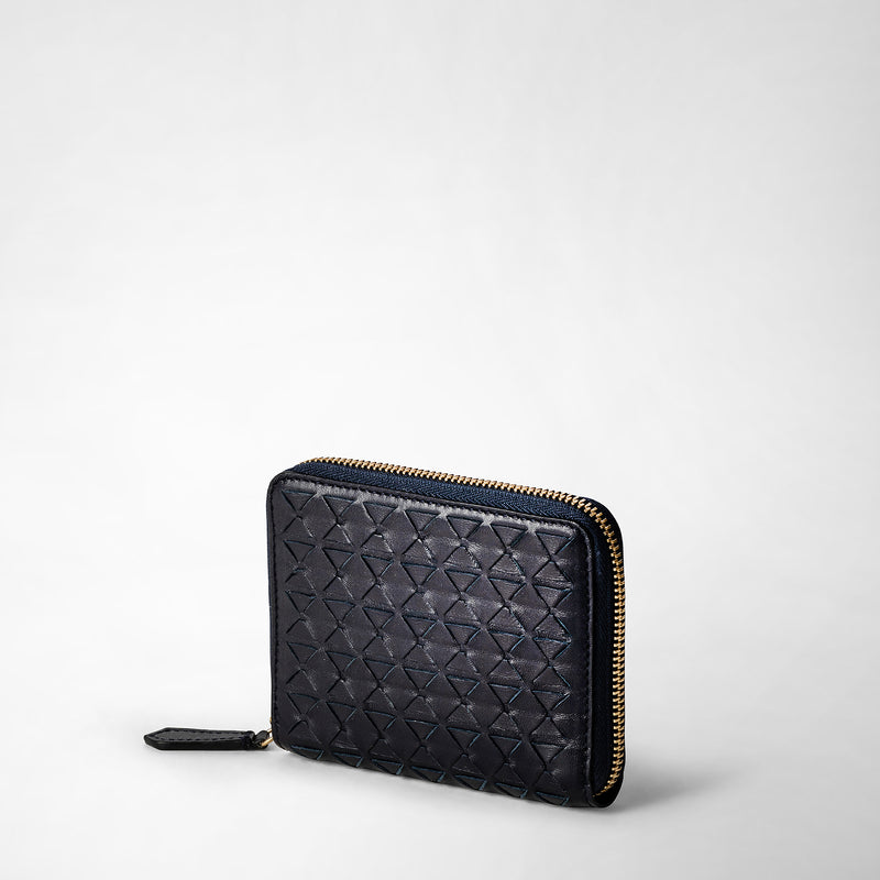 Serapian Mini Zip Wallet In Mosaico Midnight Blue