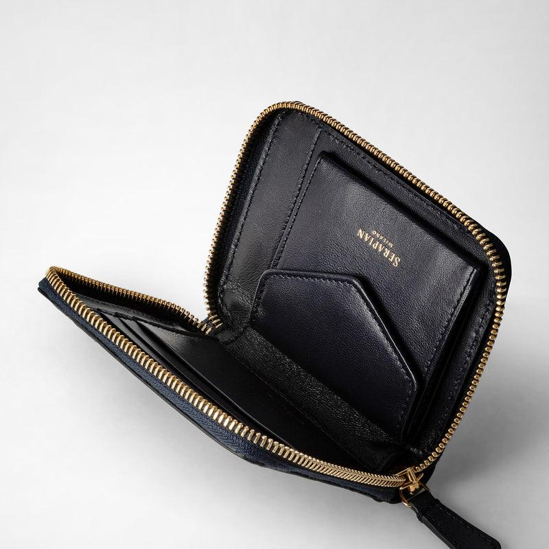 Serapian Mini Zip Wallet In Mosaico Midnight Blue