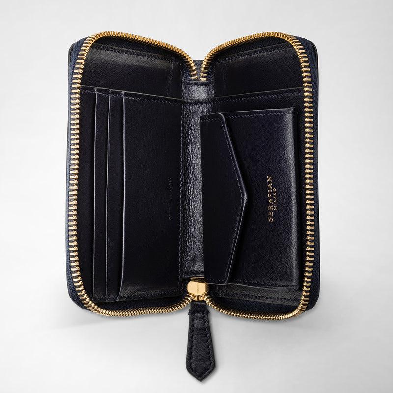Serapian Mini Zip Wallet In Mosaico Midnight Blue