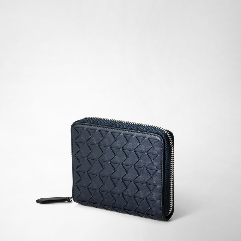 Serapian Mini Zip Wallet In Mosaico Navy Blue