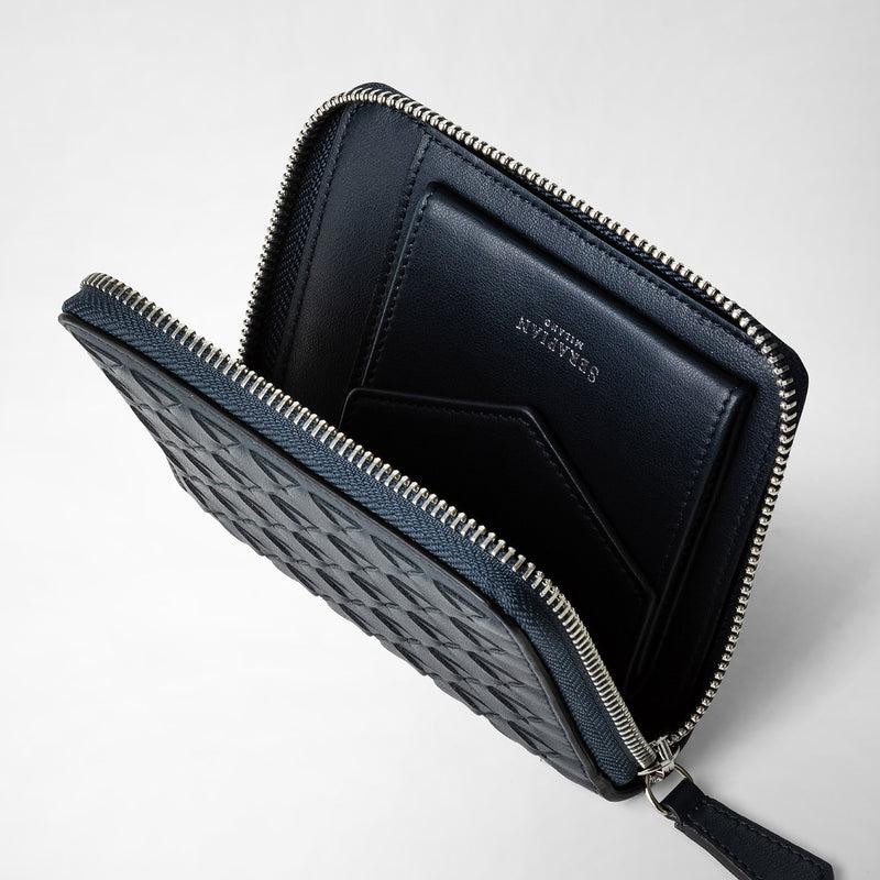 Serapian Mini Zip Wallet In Mosaico Navy Blue