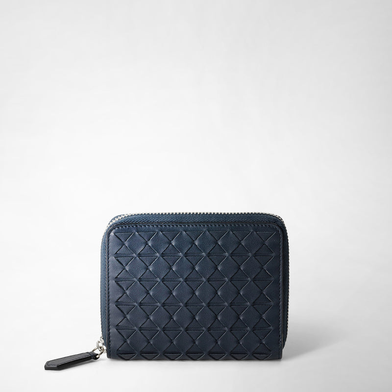 Serapian Mini zip wallet in mosaico navy blue