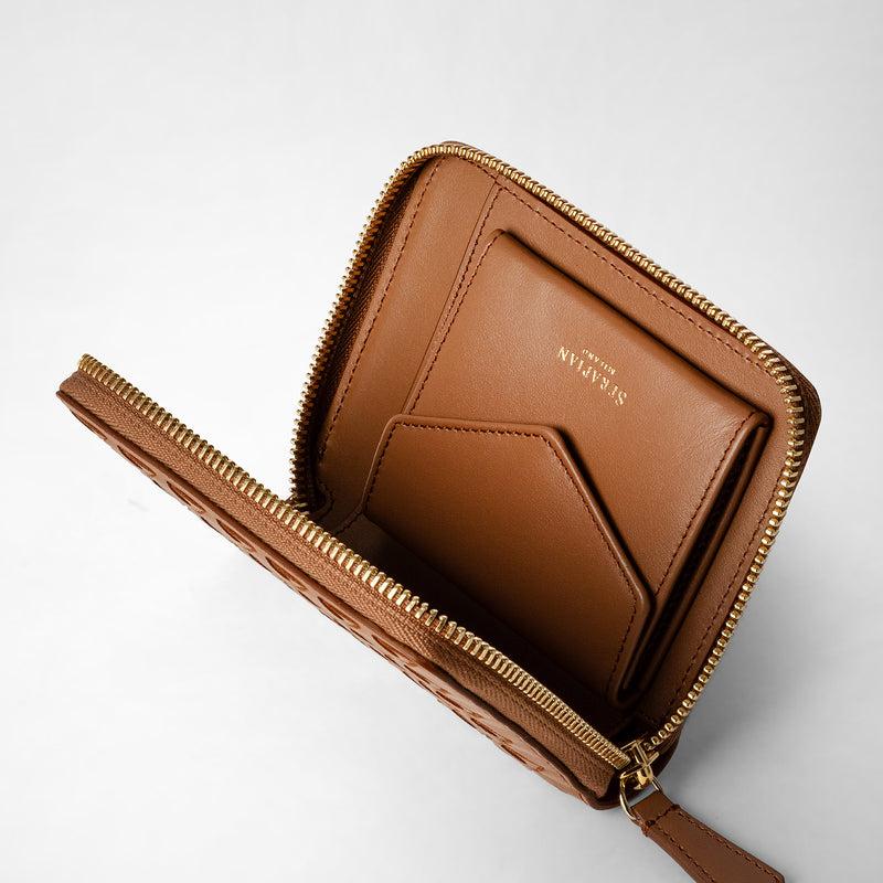 Serapian Mini Zip Wallet In Mosaico Tan