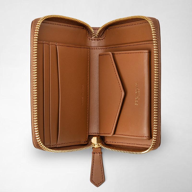Serapian Mini Zip Wallet In Mosaico Tan