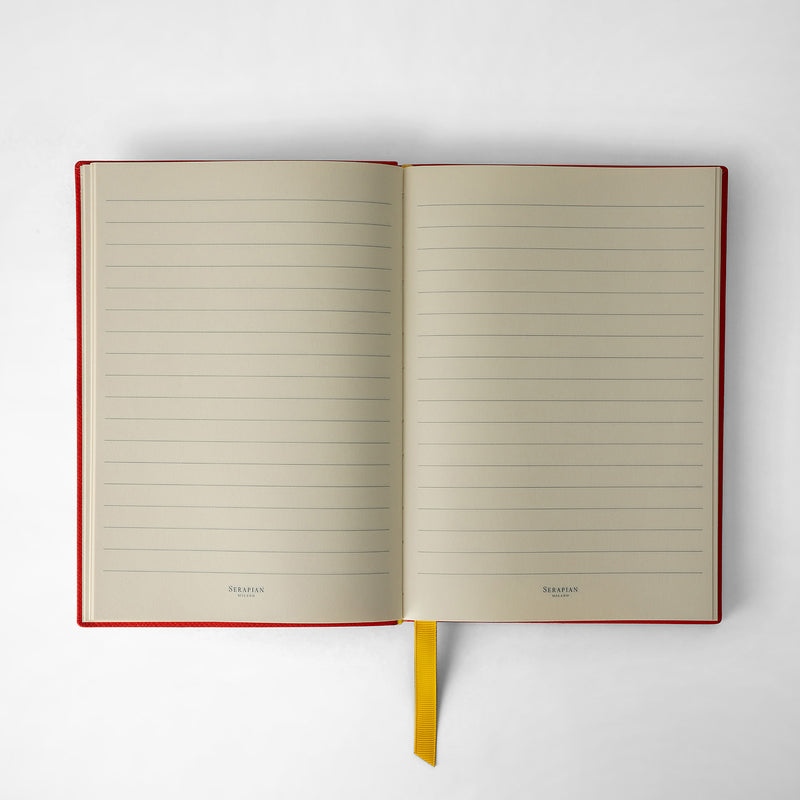 Serapian Notebook In Evoluzione Leather Coral Red