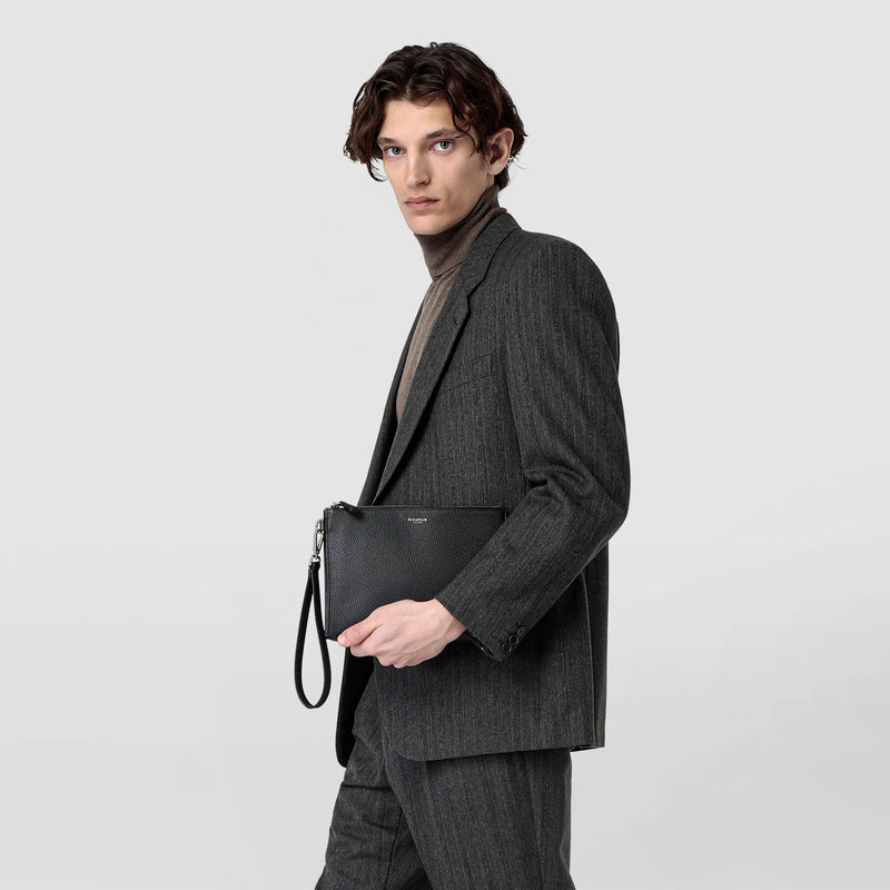 Serapian POCHETTE CON ZIP IN PELLE CACHEMIRE