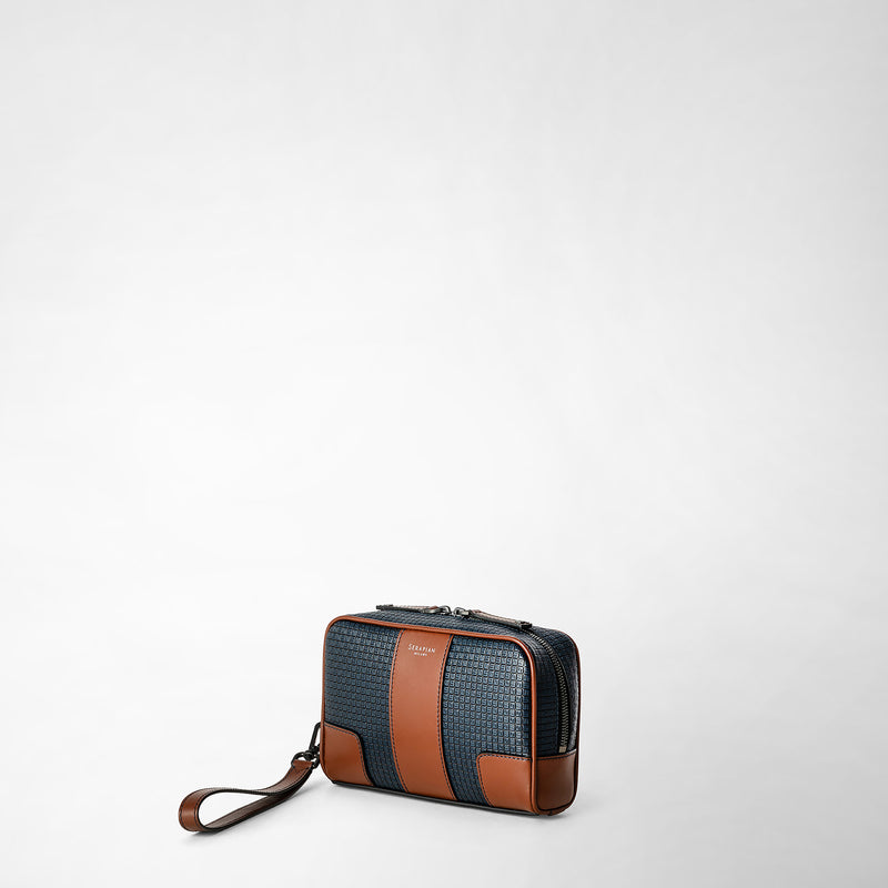 Serapian Pochette In Stepan 72 Blu Oceano-cuoio