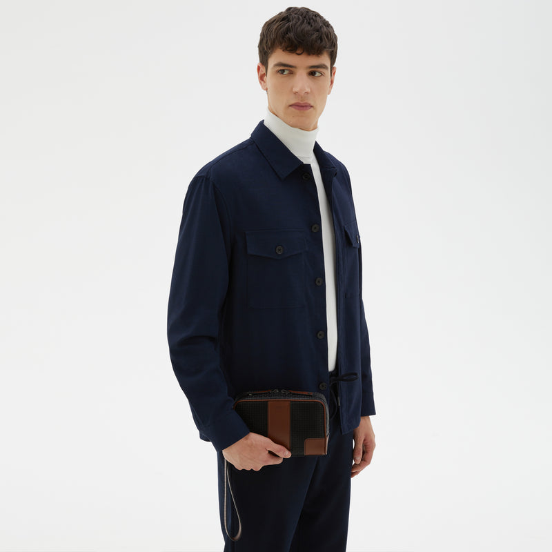 Serapian Pochette in stepan 72 nero-cuoio