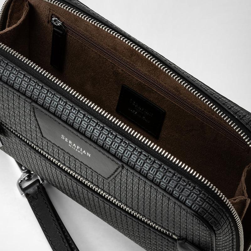 Serapian Pochette In Stepan Asfalto-nero
