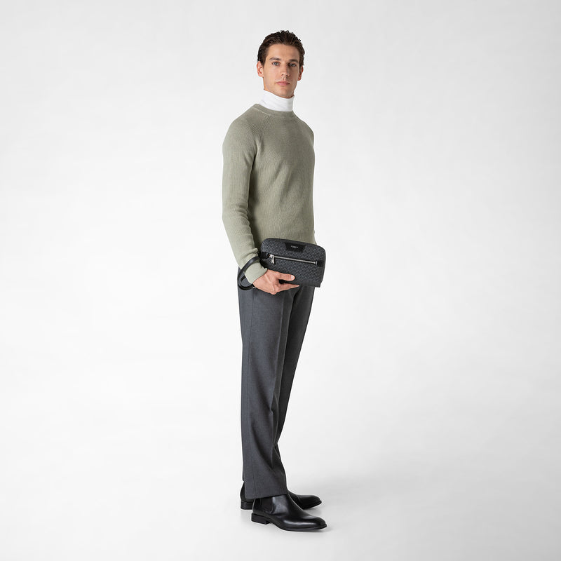 Serapian Pochette in stepan asfalto-nero