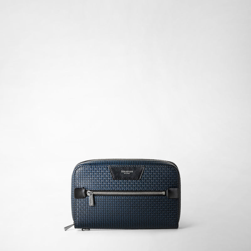 Serapian Pochette In Stepan Blu Oceano-nero