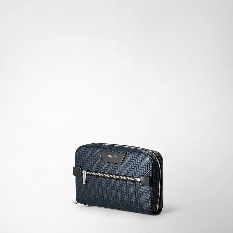 Serapian Pochette In Stepan Blu Oceano-nero