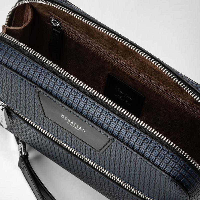 Serapian Pochette In Stepan Blu Oceano-nero