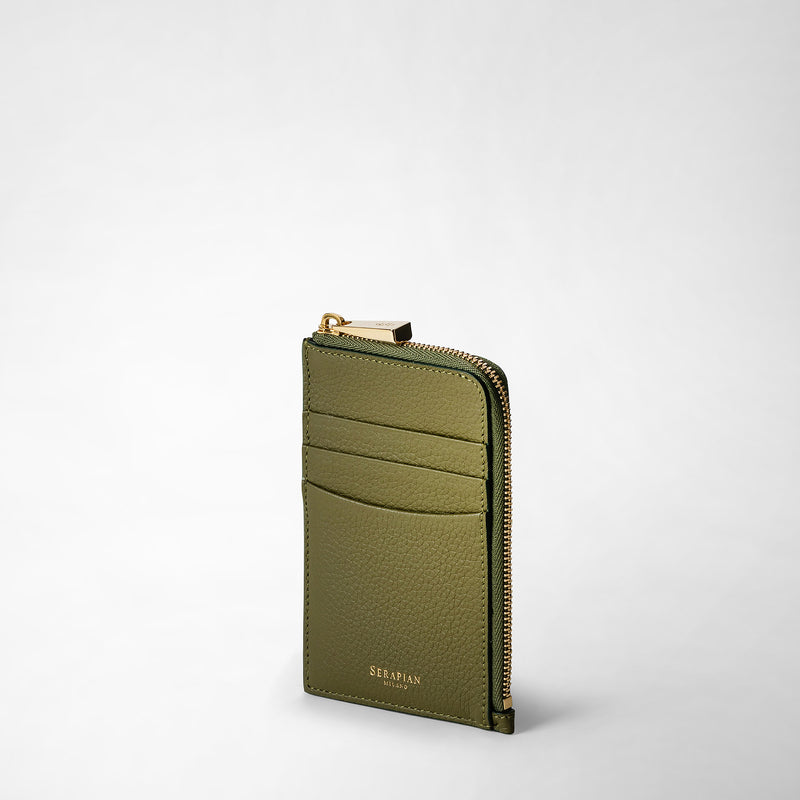 Serapian PORTACARTE CON ZIP IN PELLE RUGIADA