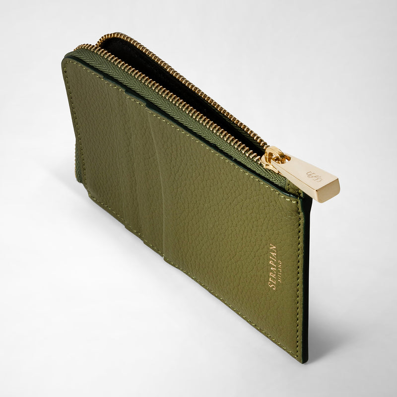 Serapian PORTACARTE CON ZIP IN PELLE RUGIADA