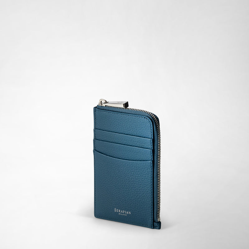 Serapian PORTACARTE CON ZIP IN PELLE RUGIADA