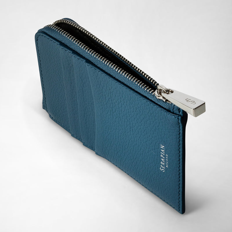 Serapian PORTACARTE CON ZIP IN PELLE RUGIADA