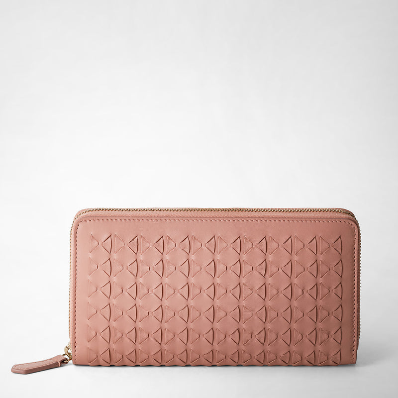 Serapian Portafoglio con zip in mosaico blush