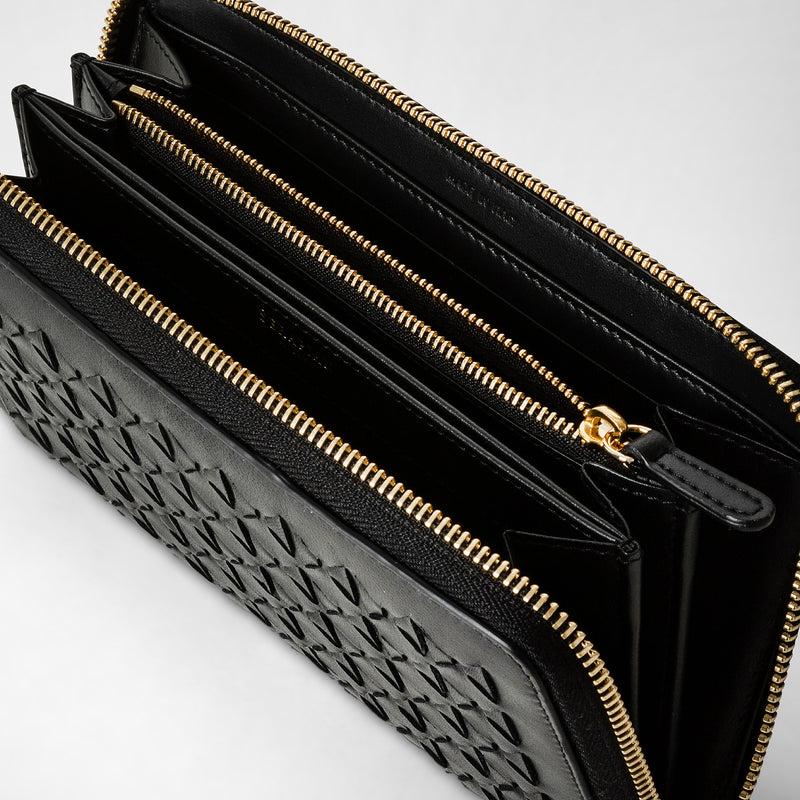 Serapian Portafoglio Con Zip In Mosaico Nero