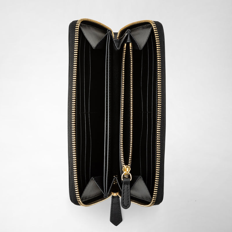 Serapian Portafoglio Con Zip In Mosaico Nero-panna