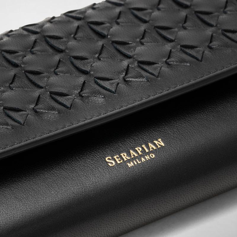 Serapian Portafoglio Continental In Mosaico Nero