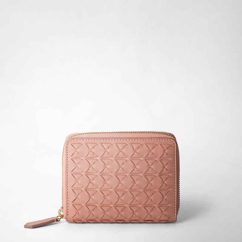 Serapian Portafoglio mini con zip in mosaico blush