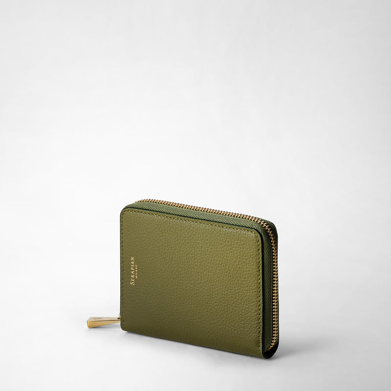 Serapian PORTAFOGLIO MINI CON ZIP IN PELLE RUGIADA