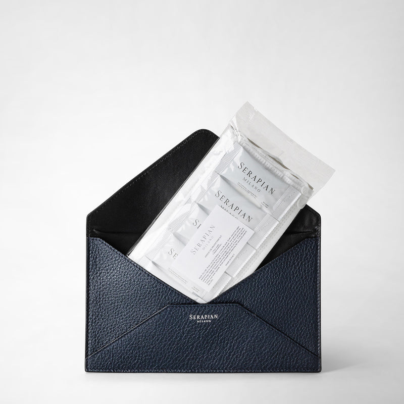 Serapian Pouch In Cachemire Leather Navy Blue