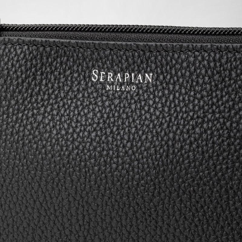 Serapian Pouch With Zip In Cachemire Leather Black