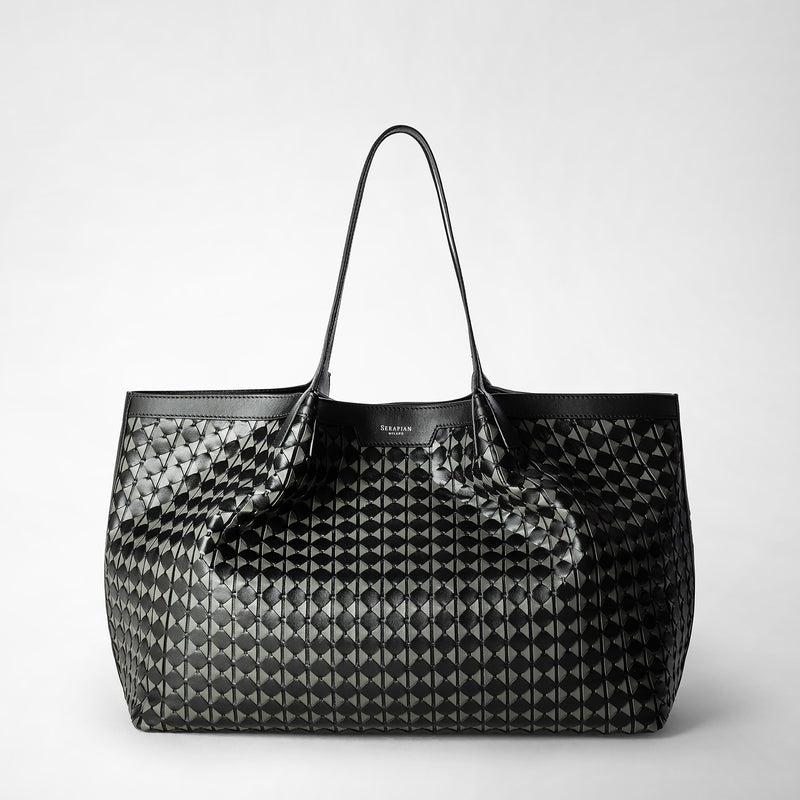 Serapian Secret Tote Bag In Mosaico Black Asphalt