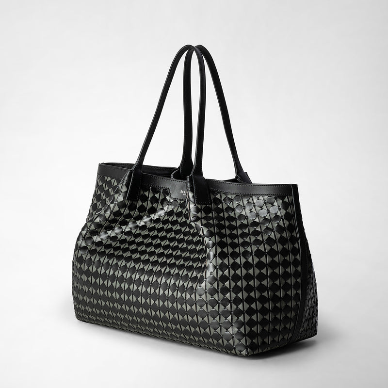Serapian Secret Tote Bag In Mosaico Black Asphalt