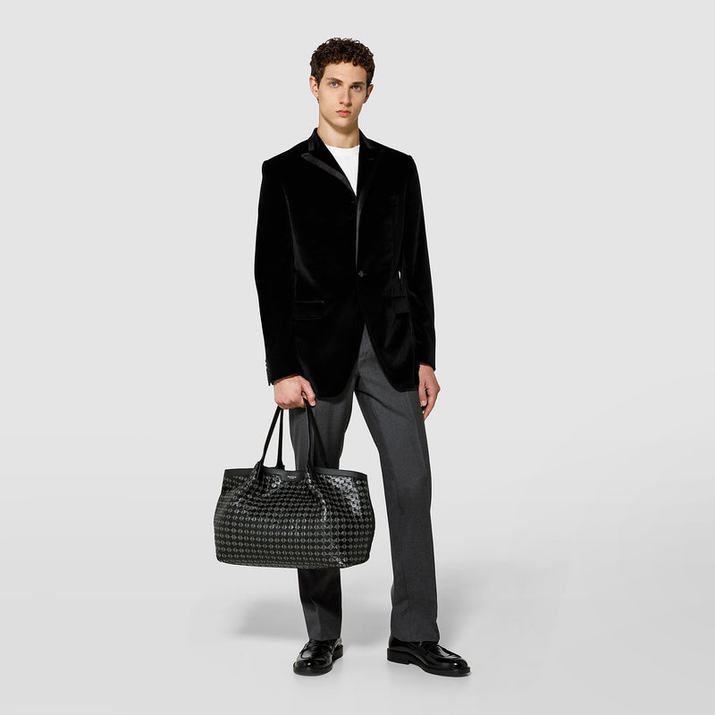 Serapian Secret tote bag in mosaico black asphalt
