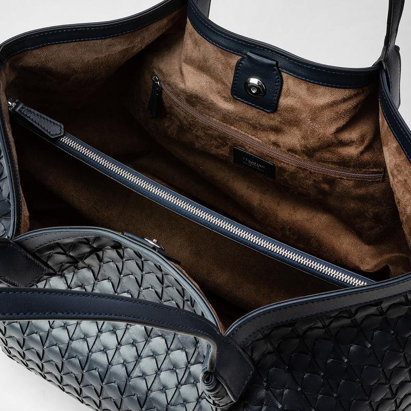 Serapian Secret Tote Bag In Mosaico Navy Blue