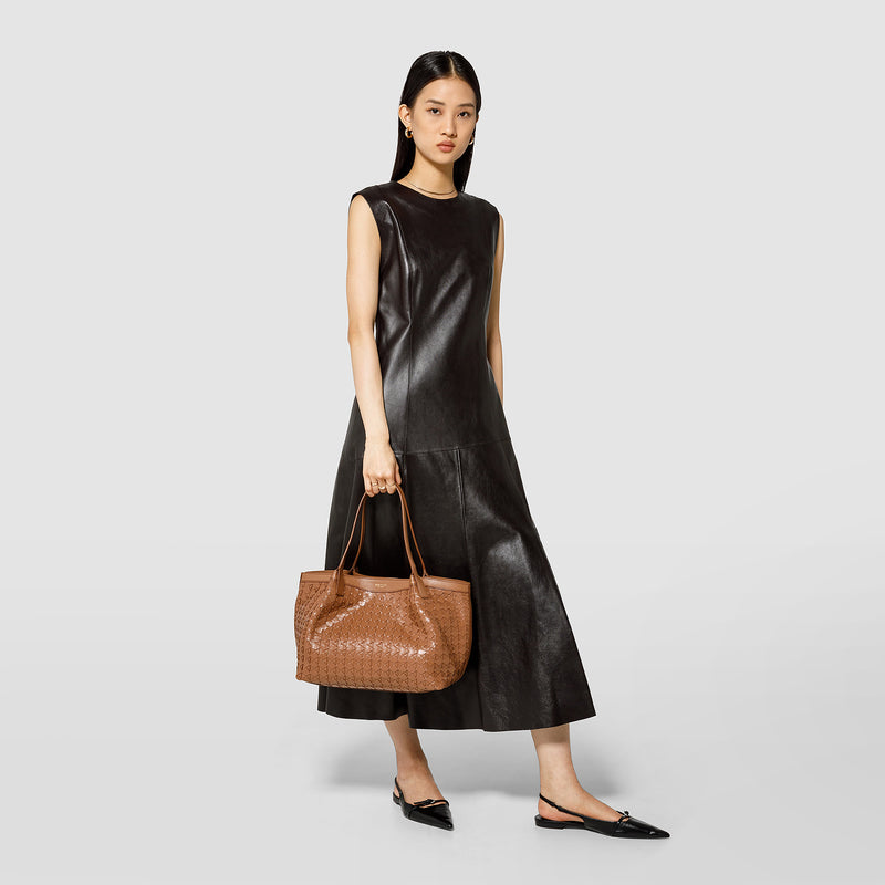 Serapian Small secret tote bag in mosaico tan