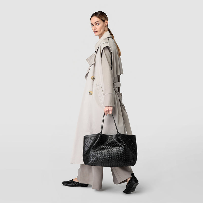 Serapian Tote bag secret in mosaico nero