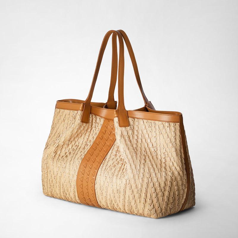 Serapian TOTE BAG SECRET IN RAFIA E PELLE SETA