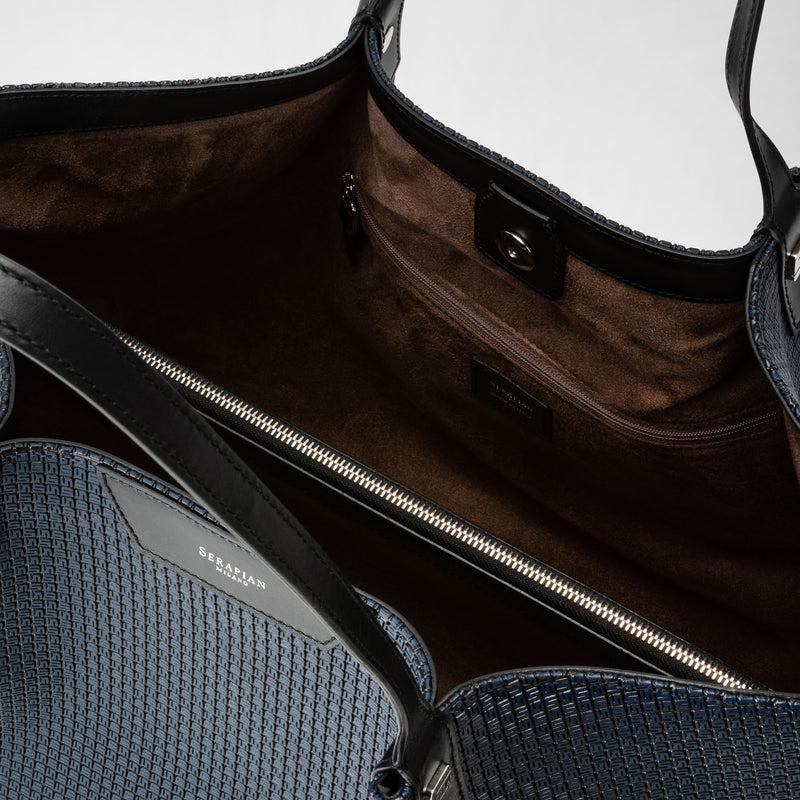 Serapian Tote Bag Secret In Stepan Blu Oceano-nero