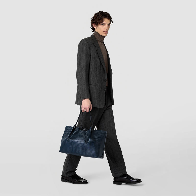 Serapian Tote bag secret in stepan blu oceano-nero