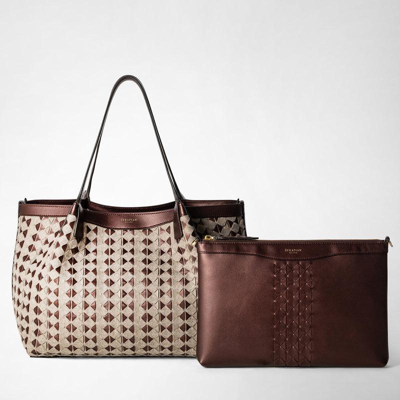 Serapian TOTE BAG SECRET PICCOLA IN LANA E MOSAICO