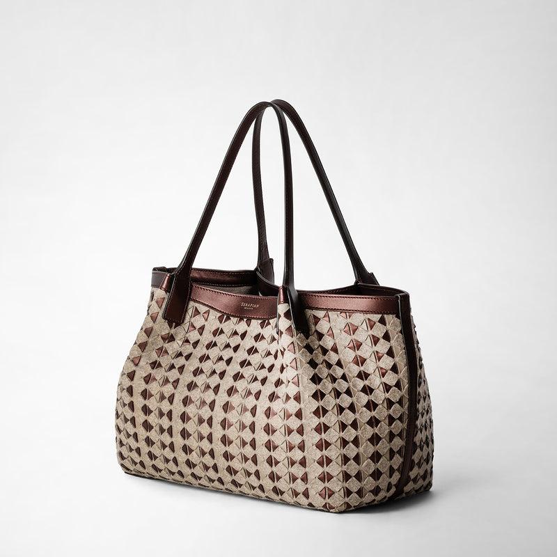 Serapian TOTE BAG SECRET PICCOLA IN LANA E MOSAICO