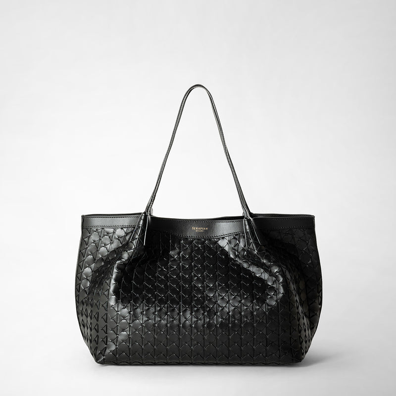 Serapian Tote Bag Secret Piccola In Mosaico Nero