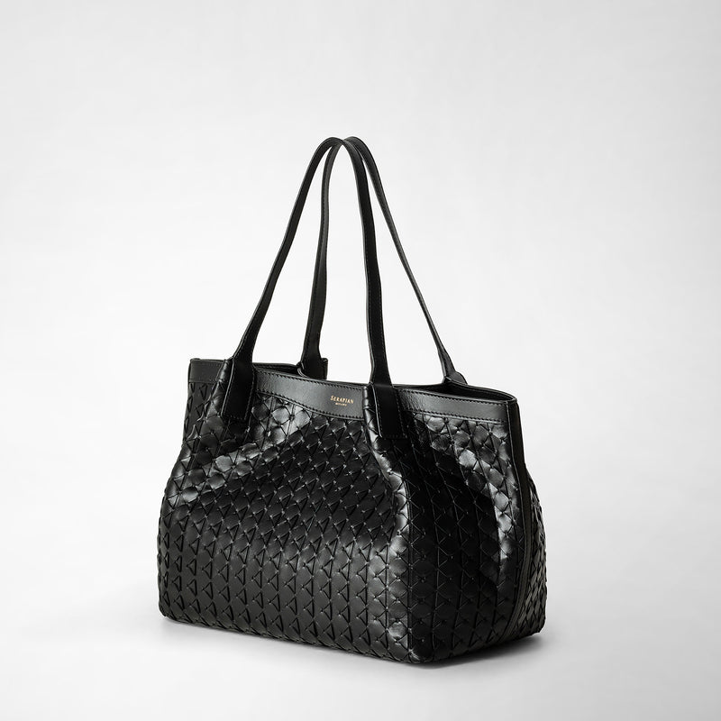 Serapian Tote Bag Secret Piccola In Mosaico Nero