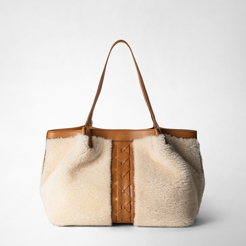 Serapian TOTE BAG SECRET PICCOLA IN SHEARLING
