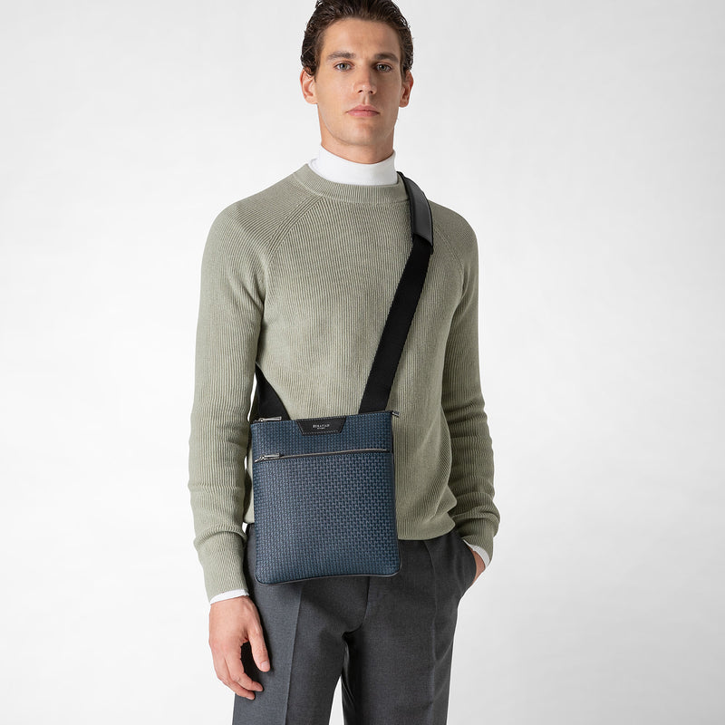 Serapian Tracolla piatta in stepan blu oceano-nero