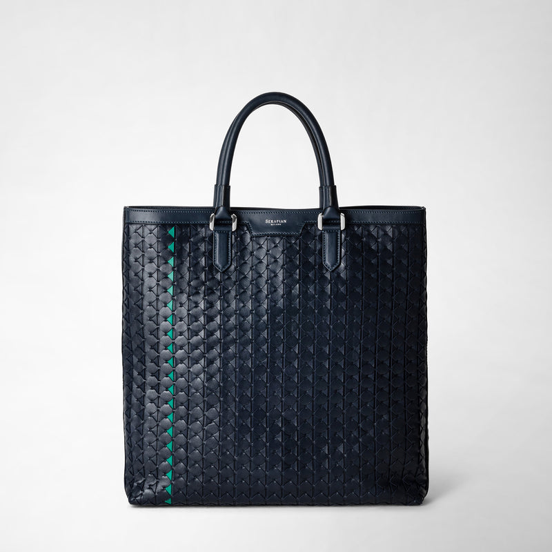 Serapian Vertical Tote Bag In Mosaico Navy Blue