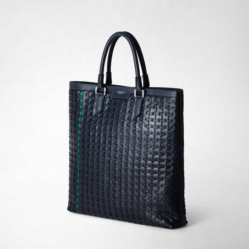 Serapian Vertical Tote Bag In Mosaico Navy Blue