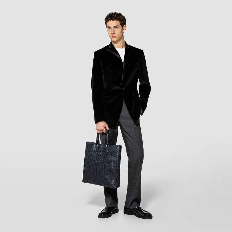 Serapian Vertical tote bag in mosaico navy blue