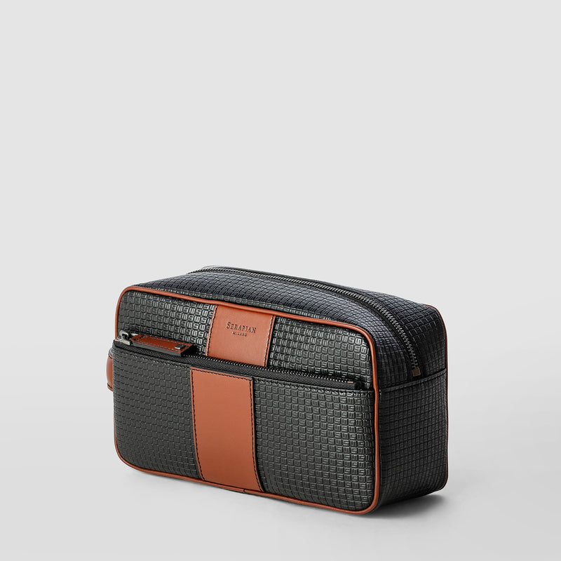Serapian Washbag In Stepan 72 Black-cuoio