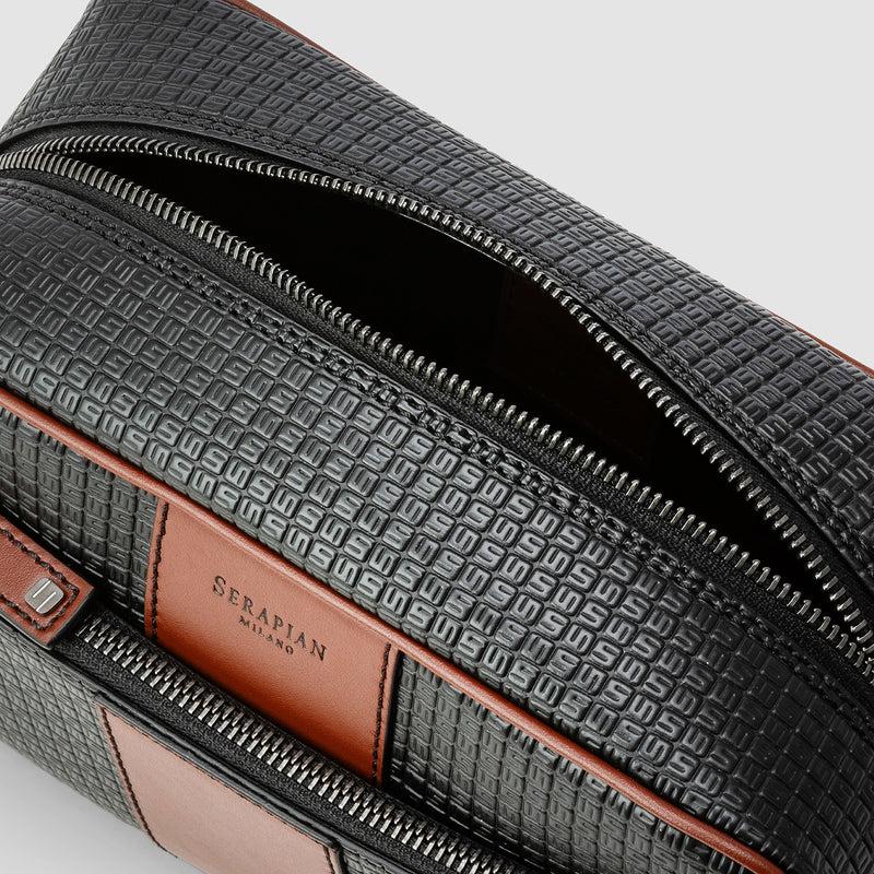 Serapian Washbag In Stepan 72 Black-cuoio