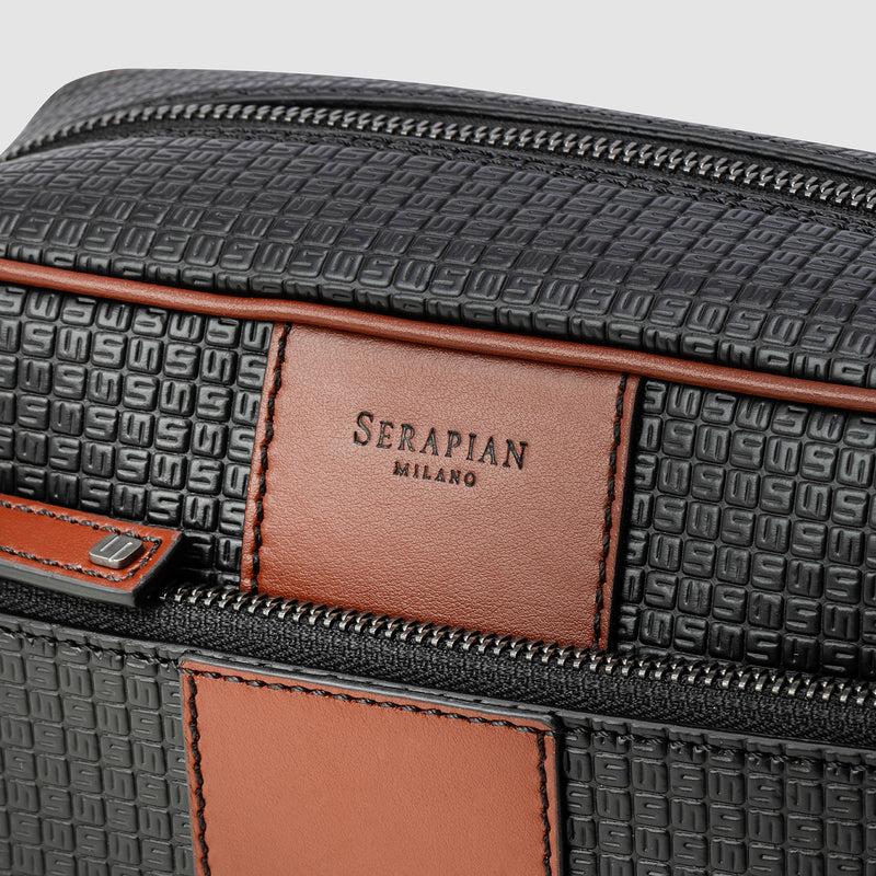 Serapian Washbag In Stepan 72 Black-cuoio